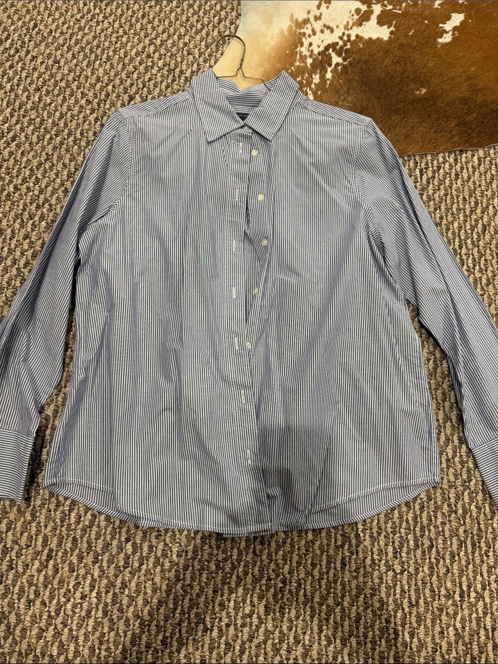 Banana Republic Blue and White Striped Button-Down Shirt